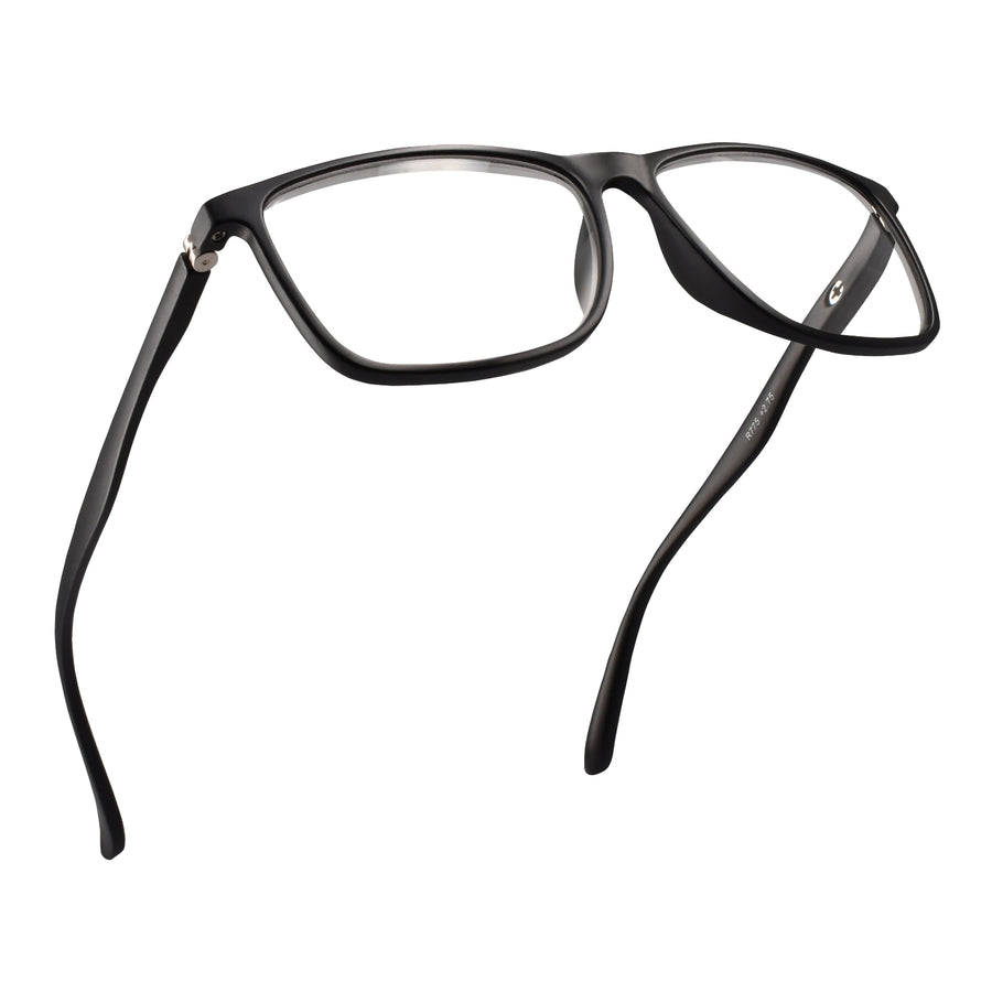 2SeeLife Large Frame Reading Glasses for Men Matte Black 3.00