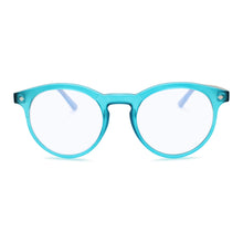 Large Round Anti Blue-Light Reading Glasses Men & Women | R-729P-Blue & Wood Brown